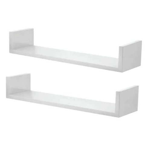 Kit 2 Prateleiras Nichos em U 50x15 MDF Branco com Suporte Flutuante Invisível