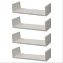 Ver imagem 1 de Kit 4 Prateleiras Nichos em U 40x30 MDF Branco com Suporte Flutuante Invisível