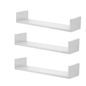 Kit 3 Prateleiras Nichos em U 40x30 MDF Branco com Suporte Flutuante Invisível