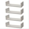 Kit 4 Prateleiras Nichos em U 40x25 MDF Branco com Suporte Flutuante Invisível - 1