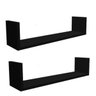 Kit 2 Prateleiras Nichos em U 40x25 MDF Preto com Suporte Flutuante Invisível - 1