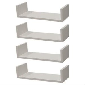 Kit 4 Prateleiras Nichos em U 40x20 MDF Branco com Suporte Flutuante Invisível