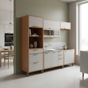 Ver imagem 1 de Cozinha Completa Eloise 5 Peças Torre Forno e Micro 270cm 100% MDF Vidro Reflecta Cinamomo Platina