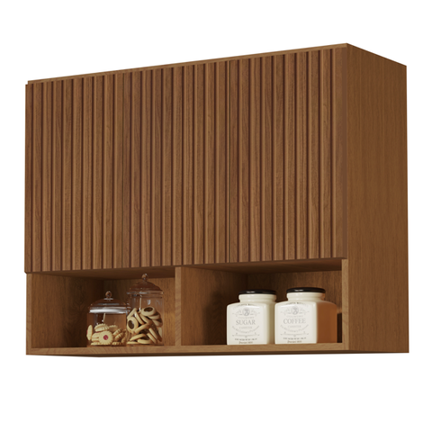 Armario Aéreo Organizador Multiuso Quarto Sala Bela 3 Portas:freijo Ripado 3d