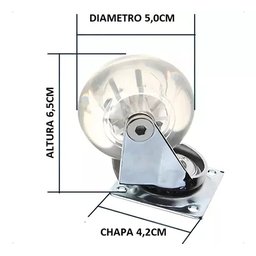 Rodízios de Silicone 50mm Antirrisco para Móveis Kit 4 Peças: 2 Rodízios com Trava e 2 sem Trava - 5