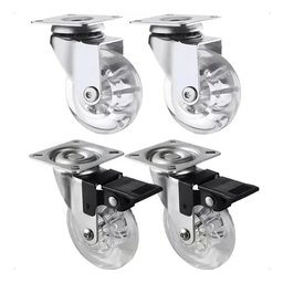 Rodízios de Silicone 50mm Antirrisco para Móveis Kit 4 Peças: 2 Rodízios com Trava e 2 sem Trava - 1