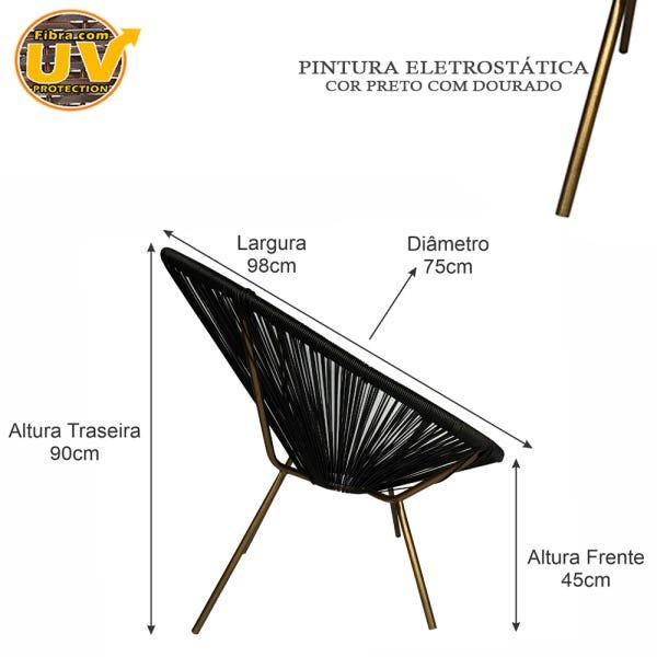 Cadeira de área Kinder Acapulco Oval, para Área, Varanda, Edícula, Sacada, Artesanal, Fibra sintétic - 3