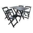 Ver imagem 1 de Conjunto Mesa Dobrável Madeira 110x70 com 4 Cadeiras Personalizada Hei Preta - Cor: Preto