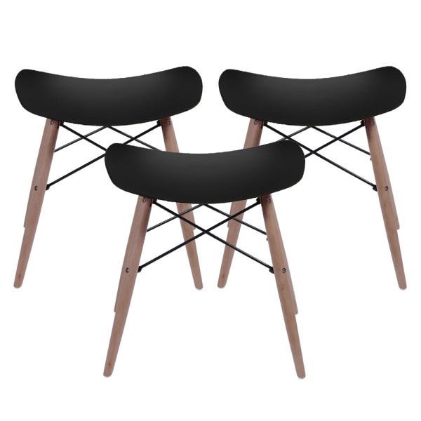 Kit 3 Banquetas Cozinha Decorativas Charles Eames Dkr Preto - 1
