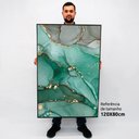 Ver imagem 2 de Quadro Decorativo Caixa Alta com Vidro Abstrato Mármore Verde e Cinza TaColado Moldura Preta 120 x 8