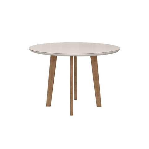 Mesa de Jantar Vale do Nilo 4 Lugares Redonda MDF Off White RV Móveis
