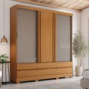 Ver imagem 1 de Guarda Roupa Casal 3 Portas Correr Flex com Ripado 6 Gavetas Externas B386 Briz