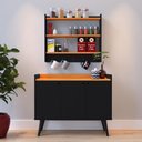 Ver imagem 4 de Kit Casa Completa Aparador Buffet Pés Palito Wood New Armário Prateleiras Amélia - Preto/cinamomo