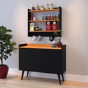 Ver imagem 3 de Kit Casa Completa Aparador Buffet Pés Palito Wood New Armário Prateleiras Amélia - Preto/cinamomo