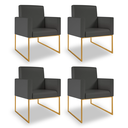 Ver imagem 1 de Kit 04 Poltronas Moderna Courino 3 Cores- Base Ferro Preto - Cinza