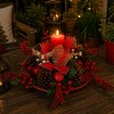 Ver imagem 4 de Arranjo Natalino Centro de Mesa Decoração Pinha Vela de 35cm