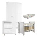 Ver imagem 1 de Quarto de Bebê 4 Portas Ternura Baby com Berço Mirelle Branco Brilho com Colchão Gazin - Incorplac