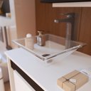Ver imagem 3 de Kit Banheiro Pandora Montado Branco Preto Gabinete e Armário