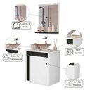 Ver imagem 4 de Kit Banheiro Pandora Montado Branco Preto Gabinete e Armário