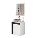 Ver imagem 6 de Kit Banheiro Pandora Montado Branco Preto Gabinete e Armário