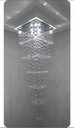 Ver imagem 3 de Pendente Plafon em Cristais Pé Direito Alto Base 60x60 / 3m:base Inox Espelhada/2,60 M/110v/220v