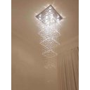 Ver imagem 1 de Pendente Plafon em Cristais Pé Direito Alto Base 60x60 / 3m:base Inox Espelhada/2,60 M/110v/220v