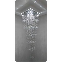 Pendente Plafon Em Cristais Pé Direito Alto Base 60x60 / 3m:base inox espelhada/2,90 m/110V/220V - 3