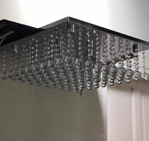 Lustre Plafon de Cristal K9 Legítimo 50x50 Por 12cm Altura:110V/220V/Cinza