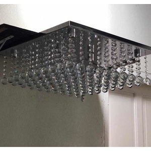 Lustre Plafon de Cristal K9 Legítimo 50x50 Por 12cm Altura:110V/220V/Cinza