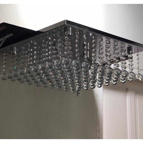 Lustre Plafon de Cristal K9 Legítimo 50x50 por 12cm Altura:110v/220v/cinza