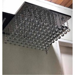 Lustre Plafon de Cristal K9 Legítimo 50x50 Por 12cm Altura:110V/220V/Cinza - 3