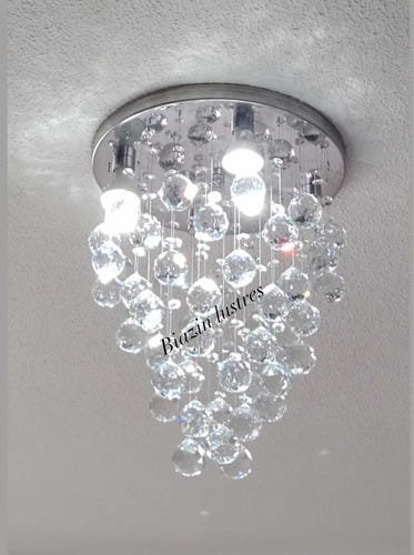 Lustre Plafon Pendente Todo D Cristal Legítimo Esferas 40Mm:110V/220V/Branco - 4