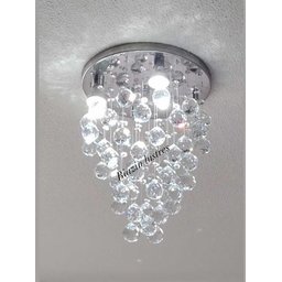 Lustre Plafon Pendente Todo D Cristal Legítimo Esferas 40Mm:110V/220V/Branco - 4