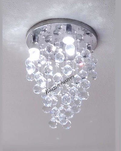 Lustre Plafon Pendente Todo D Cristal Legítimo Esferas 40Mm:110V/220V/Branco - 2