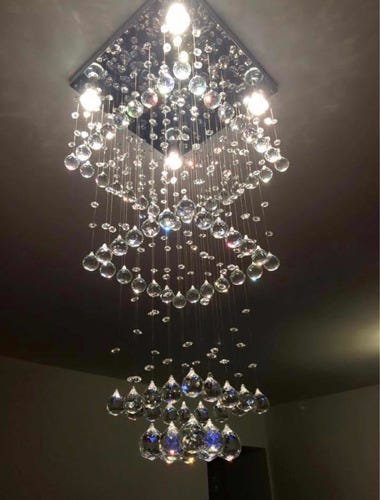 Lustre Pendente Mesa De Jantar Ou Sala De Estar 40x40 1m Alt:110V/220V/Cinza