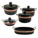 Ver imagem 1 de Jogo de Panelas Pedra Sabão 05 Peças - 1 Pressão 4 Litros, 2 Caçarola 3 Litros, Frigideira 20 Cm e a