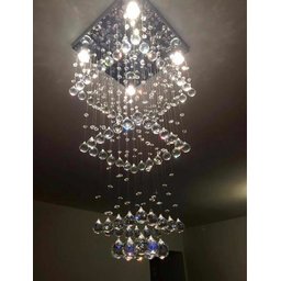 Lustre Pendente Plafon Moderno Base 40x40 Já Envio Montado:110V/220V/Cinza - 5