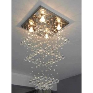 Lustre Pendente De Cristal Base 40x40 Para Pé Direito Alto:110V/220V/Branco