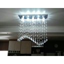 Ver imagem 1 de Lustre Onda em Cristais Mesa de Jantar Base 70x20:base Inox Espelhada/0,50 Cm/110v/220v (bivolt)