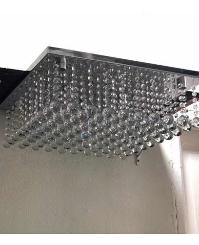 Lustre Plafon de Cristal para Sala:110V/220V/Base Prateada