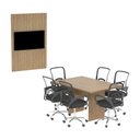 Ver imagem 2 de Conjunto Mesa de Escritório Reunião 136cm com Painel para Tv Multimóveis Cr25338 Amêndoa