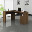 Ver imagem 2 de Kit para Escritório com Mesa em L Balcão e Estante 5 Nichos Cor:nogal