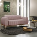 Ver imagem 2 de Sofá 2 Lugares para Sala de Estar Molino 150 Cm D02 Pés D'ouro Veludo Rosê C-305 - Lyam Decor