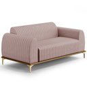 Ver imagem 1 de Sofá 2 Lugares para Sala de Estar Molino 150 Cm D02 Pés D'ouro Veludo Rosê C-305 - Lyam Decor