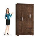 Ver imagem 5 de Guarda-Roupa Solteiro 4 Portas 2 Gavetas e Cômoda Sapateira 4 Gavetas Itapema Marrom/Malbec