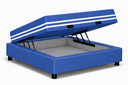 Ver imagem 1 de Kit Cama Box Baú Casal 138x188 cm + Colchão Molas Ensacada Casal 24 cm Azul Suede