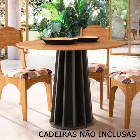 Mesa de Jantar Redonda 4 Lugares 105x105cm 100% Mdf Tm71 Dalla Costa