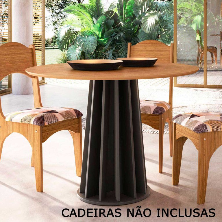 Mesa de Jantar Redonda 4 Lugares 105x105cm 100% Mdf Tm71 Dalla Costa