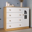 Ver imagem 1 de Cômoda Infantil 95cm 1 Porta com Vidro e 4 Gavetas Amora Multimóveis Mp4510 Madeirado/branco