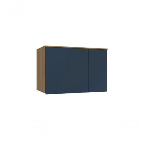Armário Aéreo 3 Portas Kappesberg Adapt Nogueira/azul Profundo 105cm
